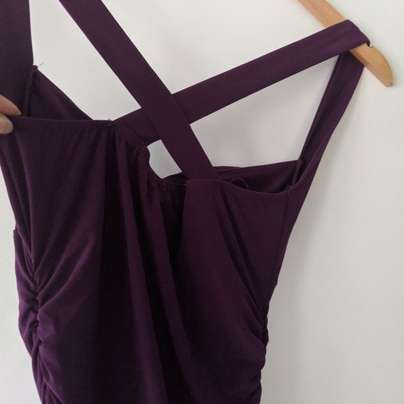 Ruched Royal Purple Midi/Mini Bodycon Dress AKIRA - Picture 7 of 8